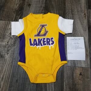 LA Lakers NBA Purple Yellow One Piece Lakers basketball baby 3 Month (Sample)